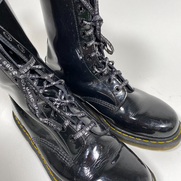 DR. MARTENS x MARC JACOBS Black Patent Leather Redux Grunge Boots - Picture 7 of 14